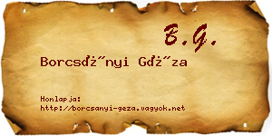 Borcsányi Géza névjegykártya