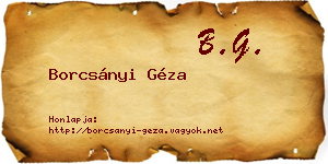 Borcsányi Géza névjegykártya